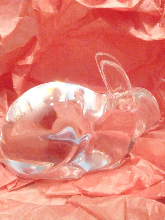 Hadeland Other - Hadeland Norway Crystal Glass Crouching Rabbit Hare Willy Johansson 70mm 38662